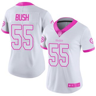 cheap volleyball jerseys custom Women\'s Pittsburgh Steelers #55 Devin Bush White Pink Stitched Limited Rush Fashion Jersey nfl official jerseys